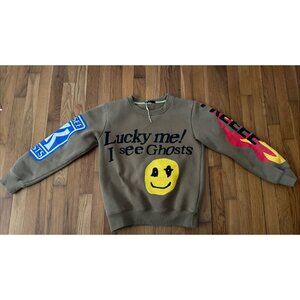 Lucky Me I See Ghosts Smiley Face Rap Hip Hop Men's Sweatshirt Size M
